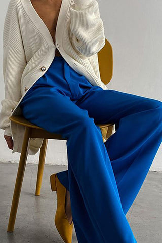 High-Waisted Tailored Casual Pants