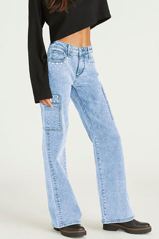 Embellished Straight-Leg Cargo Jeans