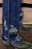 Patterned Flare Jeans