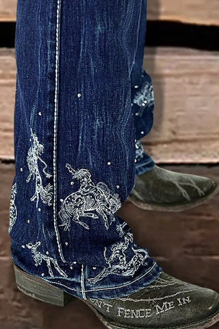Patterned Flare Jeans