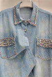 Embellished Button-Up Blouse