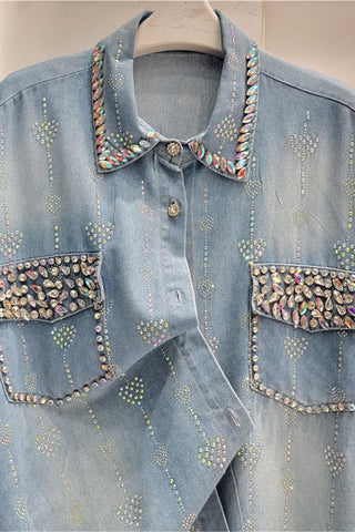 Embellished Button-Up Blouse