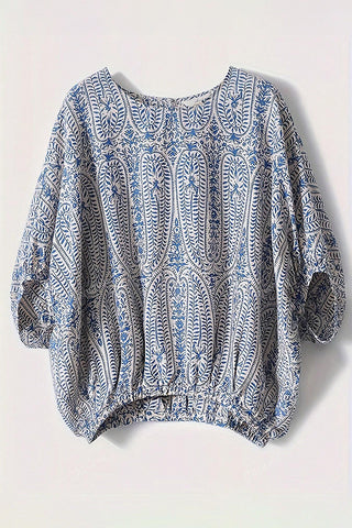 Tie-Back Patterned Blouse