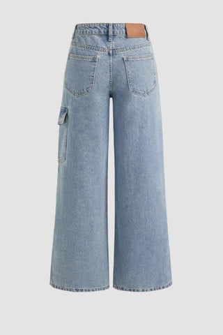 Tie-Detail Wide Leg Jeans