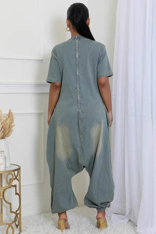 Relaxed Fit V-Neck Jumpsuit