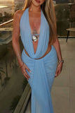 Halter-Neck Drape Dress