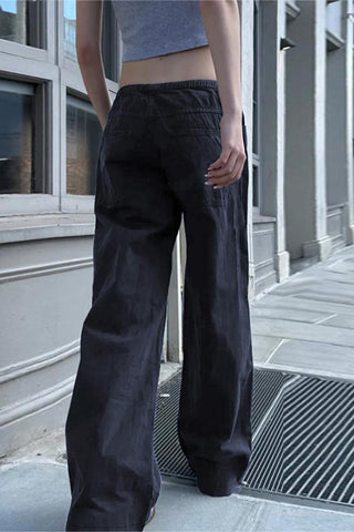 Relaxed Fit Elastic Waist Casual Pants