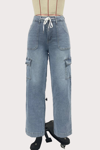 Cargo Pocket Straight Denim Jeans