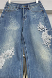 Floral Embellished Straight Jeans
