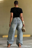 Star-Embellished Straight-Leg Jeans