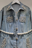 Embellished Button-Front Denim Jacket
