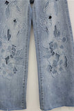 Floral Embellished Straight Jeans