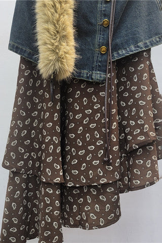 Buttoned Waist Midi Skirt