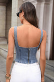 Square-Neck Denim Tank Top