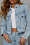 Cropped Denim Jacket and High-Waist Jeans Set