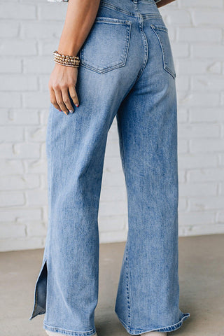 Split-Hem Straight Jeans