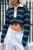 Striped Cropped Polo Shirt