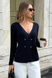 Double-Breasted V-Neck Cardigan