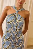 Halter Neck Printed Midi Dress