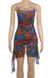 Asymmetrical Floral Print Casual Dress