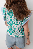 Ethnic Print Flutter Sleeve Top