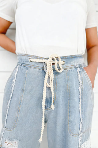 Relaxed Fit Ripped Denim Joggers