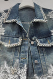 Embellished Lace Denim Vest