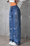 Starry Pattern Straight-Leg Jeans