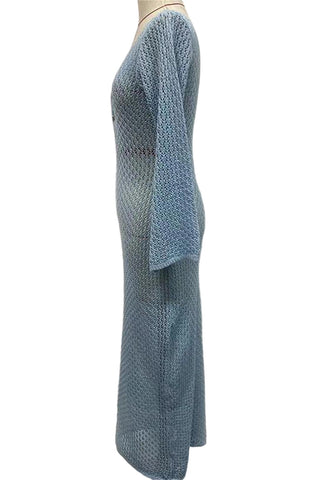Hollow Knit Long-Sleeve Cover-Up