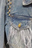 Fringe Embellished Denim Jacket