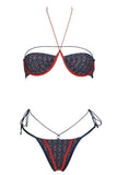 Patterned Halter Bikini Set