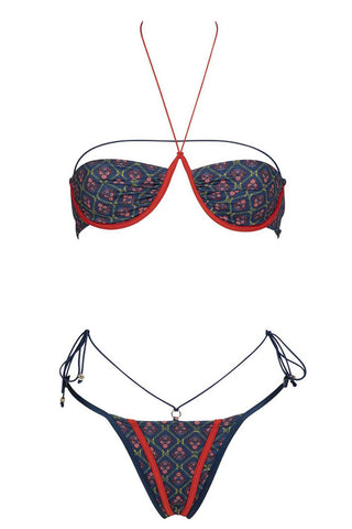Patterned Halter Bikini Set
