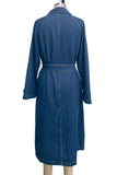 Waist-Tie Denim Trench Coat