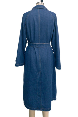Waist-Tie Denim Trench Coat
