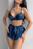 Feather-Trim Kimono Short Set