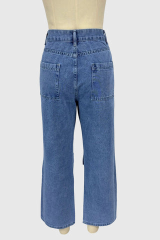 Casual Straight-Leg Patchwork Jeans
