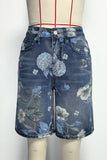 Floral Printed Denim Shorts
