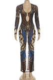 Chic Patterned Dress with Slit Detail