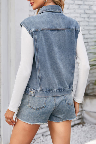 Button-Front Denim Vest