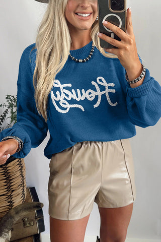 Letter Detail Crewneck Sweater