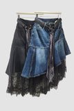 Asymmetric Denim Midi Skirt
