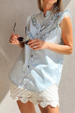 Ruffle Trim Sleeveless Blouse