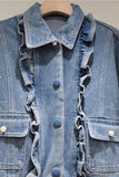Ruffle-Trim Denim Jacket