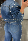Embellished Denim Pant Set