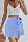 Striped Wrap Skort with Bow Detail