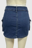 Dual-Button Mini Skirt with Pockets