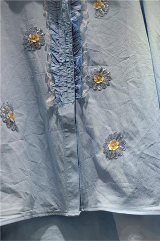 Floral Embellished Ruffle Shirt