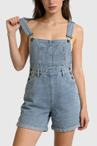 Casual Denim Romper with Pocket Detail