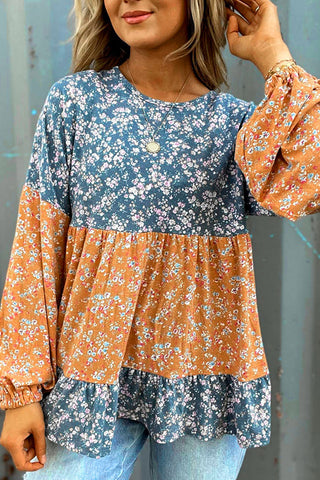 Floral Patchwork Long Sleeve Blouse