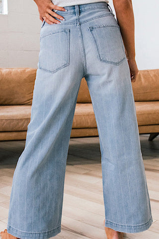 Button-Front Wide-Leg Jeans